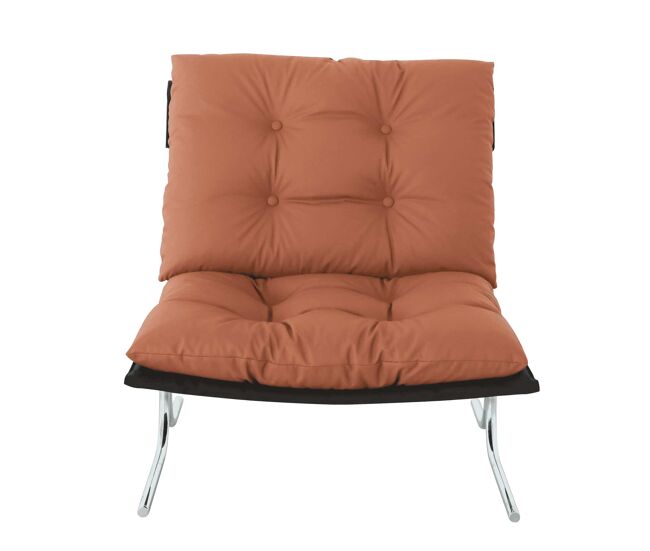 Sillón de acento - cuero sintético desenfundable patas metálicas estilo barcelona - marrón