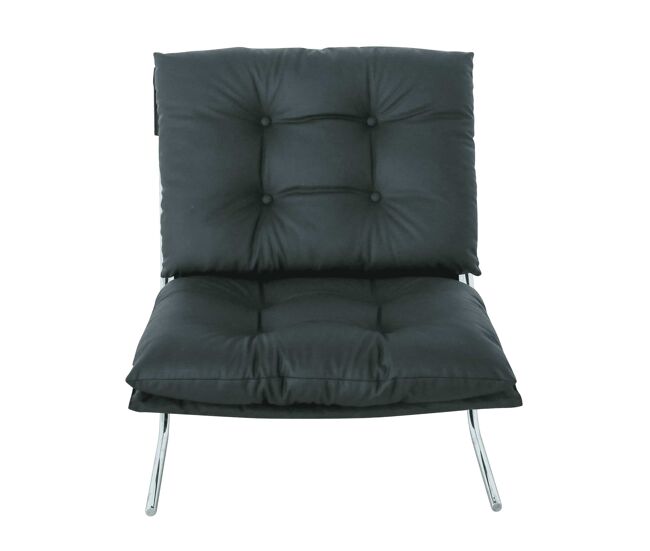 Sillón de acento - cuero sintético desenfundable patas metálicas estilo barcelona - negro