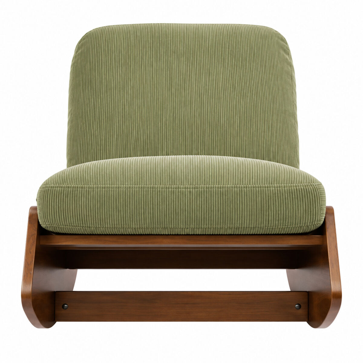 Sillón mecedora - tapizado de pana y estructura de madera maciza - verde