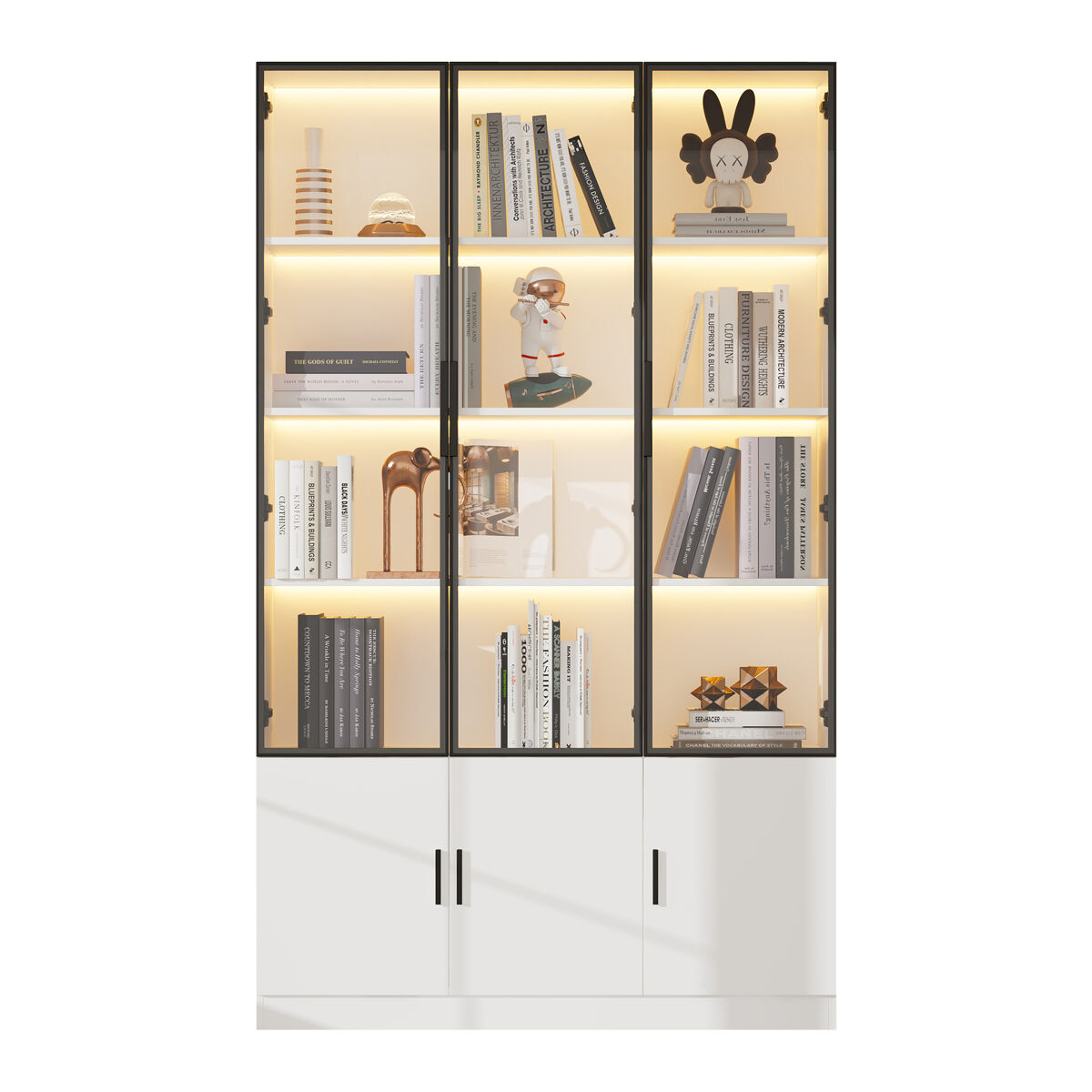 Vitrina de mdf con 6 puertas y luz led,blanco