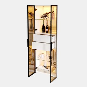 Vitrine de mdf com 2 portas,2 gavetas e luz led,branco