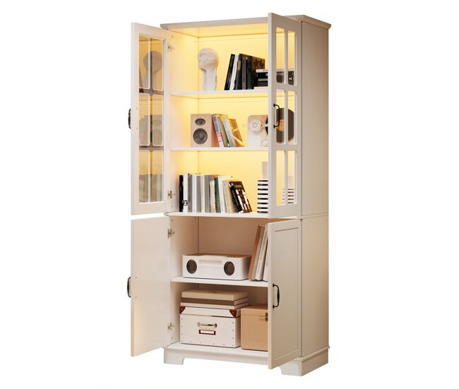 Vitrina de panel de partículas con 4 puertas,blanco