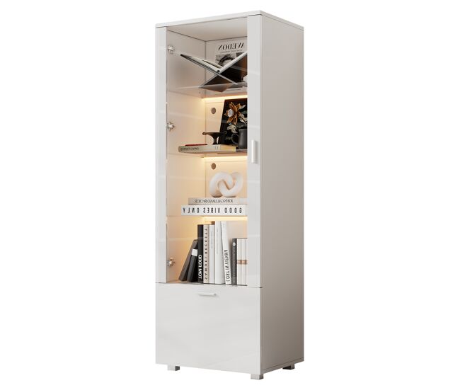 Vitrina de panel de partículas con 2 puertas y luz led,blanco