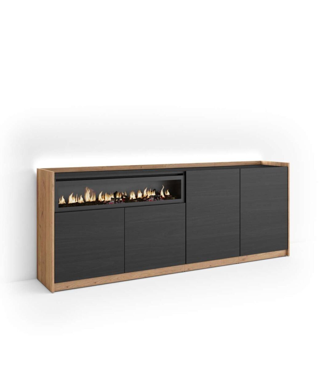 Aparador almáchar-01 con chimenea y luces led