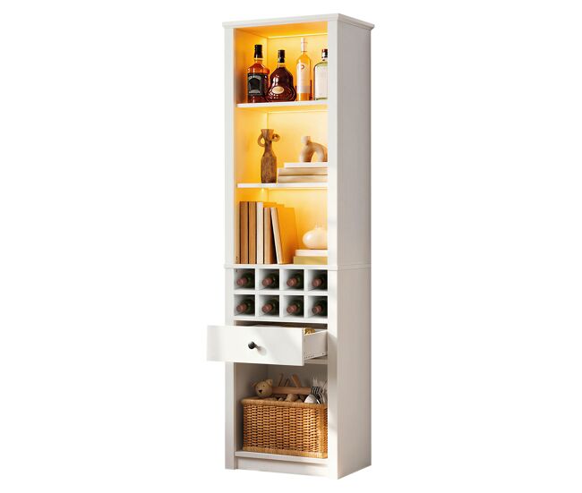 Vitrina de mdf con 1 cajón y luz led,blanco