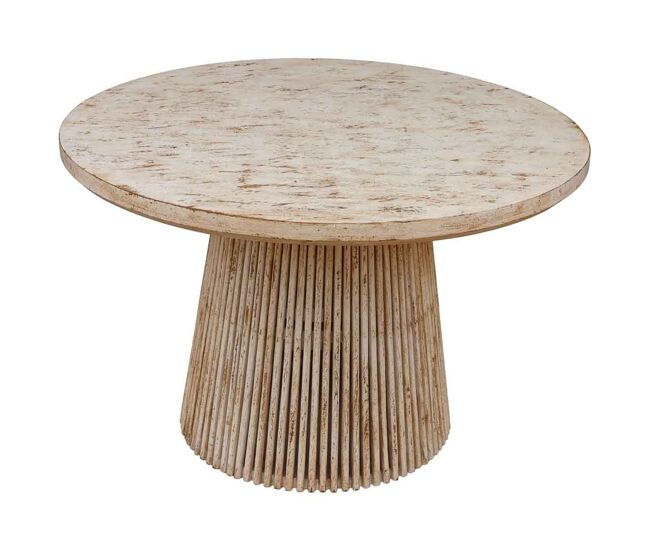 Mesa de madera artesanal blanca 120x120x76h cm
