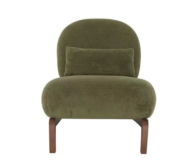 Sillón de acento - tela suave con cojín acolchado y patas de madera maciza - verde