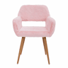 Cadeira de jantar 59 × 46 × 79 cm u2013 estofada em pele sintética, estilo Mid-Century e pernas de aço u2013 Rosa
