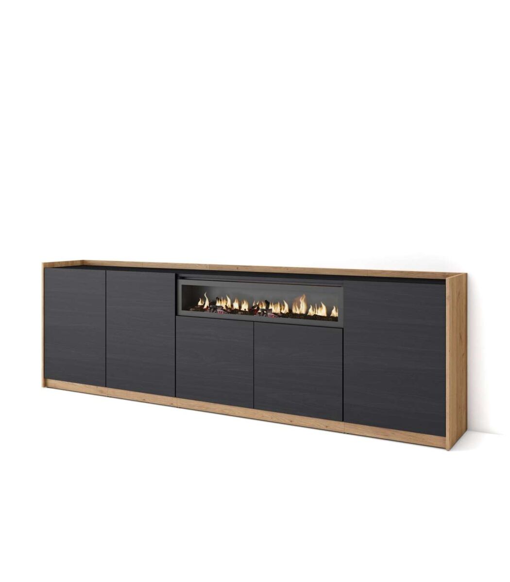 Aparador atajate-01 con chimenea para salón moderno