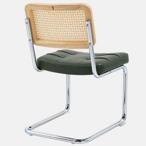 Conjunto de 4 cadeiras de jantar - couro sintético, pés cromados, design Breuer - verde
