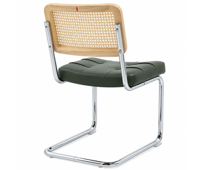 Set de 4 sillas de comedor - cuero sintético, patas cromadas, diseño breuer - verde