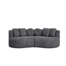 Sofá modular curvo de 3 lugares u2013 2 peças, chenille, sem braços, encosto contínuo e 6 almofadas u2013 Cinza antracite