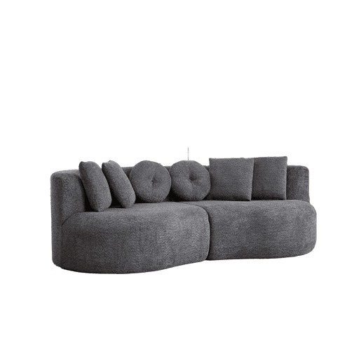 Sofá modular curvo de 3 lugares u2013 2 peças, chenille, sem braços, encosto contínuo e 6 almofadas u2013 Cinza antracite Sofá modular curvo de 3 lugares u2013 2 peças, chenille, sem braços, encosto contínuo e 6 almofadas u2013 Cinza antracite