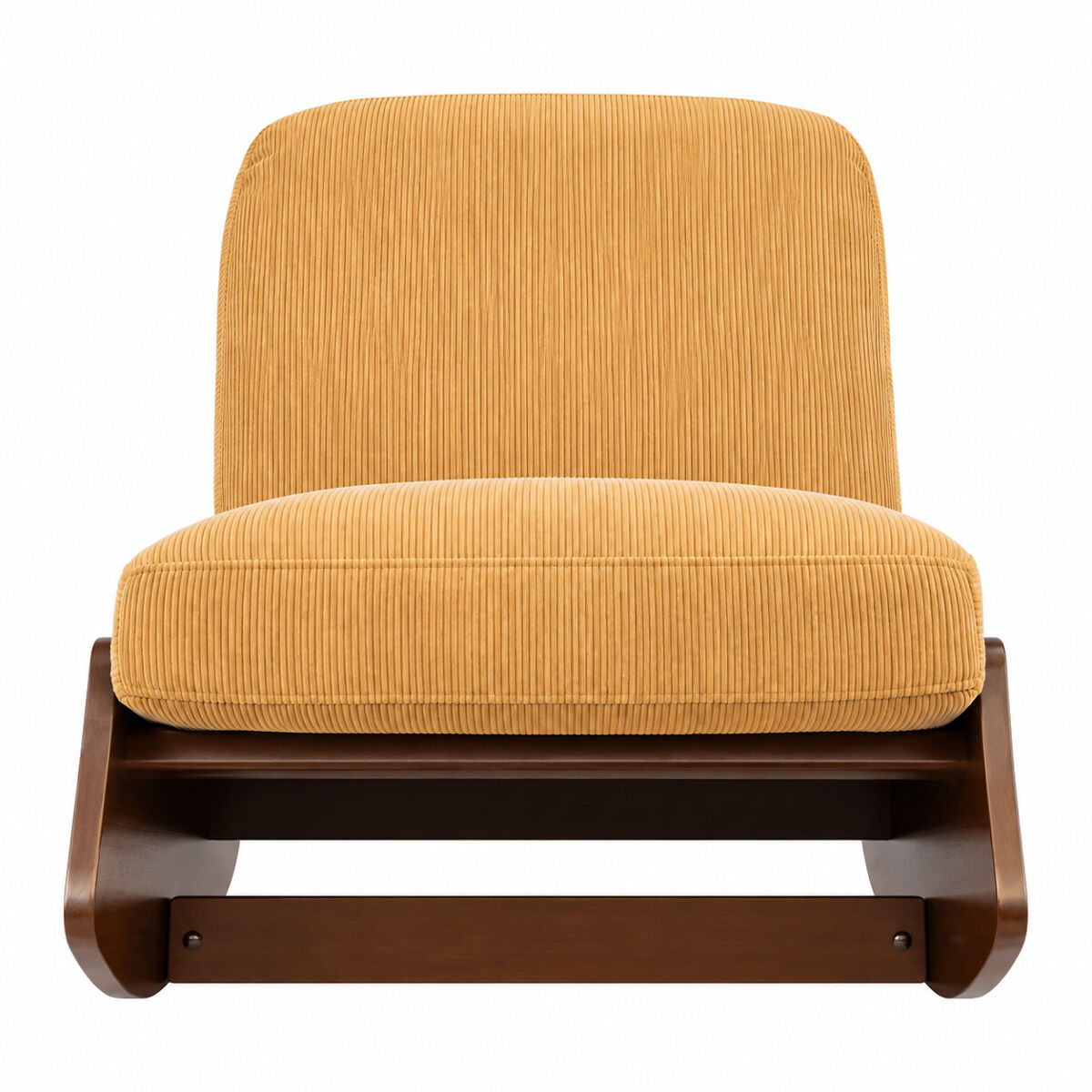 Sillón mecedora - tapizado de pana y estructura de madera maciza - amarillo