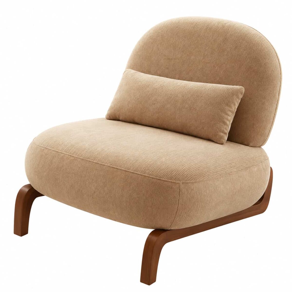 Sillón de acento - tela suave cojín acolchado patas de madera maciza - camel