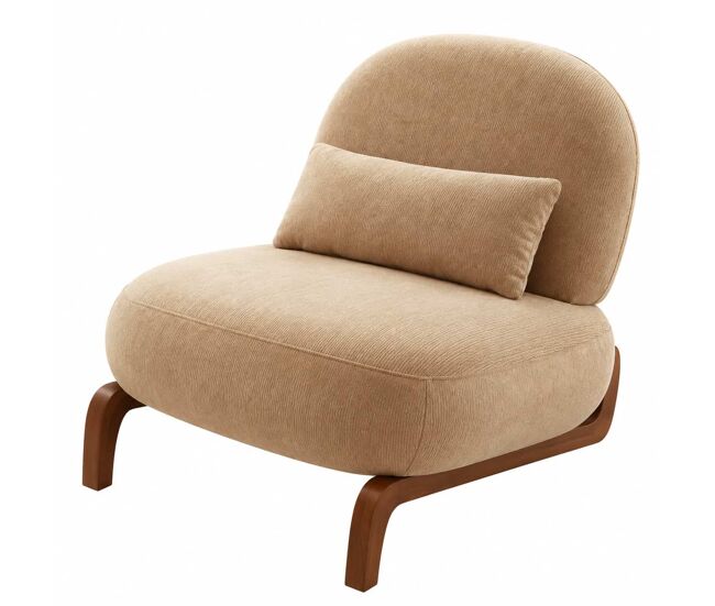 Sillón de acento - tela suave cojín acolchado patas de madera maciza - camel