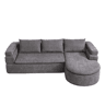 Sofá de canto em L com 3 lugares - Chaise longue, chenille e braços escalonados - Cinza antracite