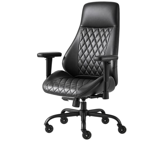 Silla de oficina – respaldo alto, soporte lumbar, altura ajustable, giratoria con ruedas y reposabrazos – negro