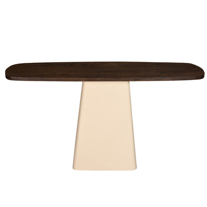 Consola de madera maciza y metal marfil