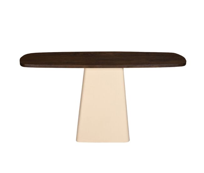 Consola de madera maciza y metal marfil