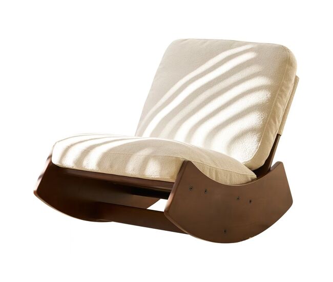 Set de 2 sillones mecedores - tapizados, estructura de madera maciza, cómodos - blanco