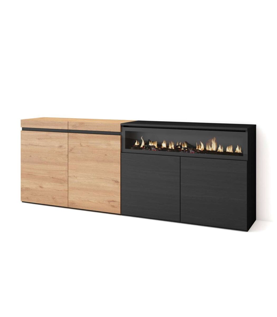 Aparador benaoján-01 con chimenea y amplio almacenaje