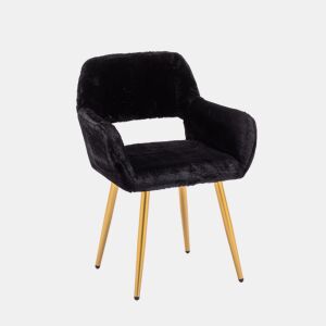 Cadeiras de jantar em pele sintética u2013 estilo Mid-Century com pernas em aço lacado u2013 Preto