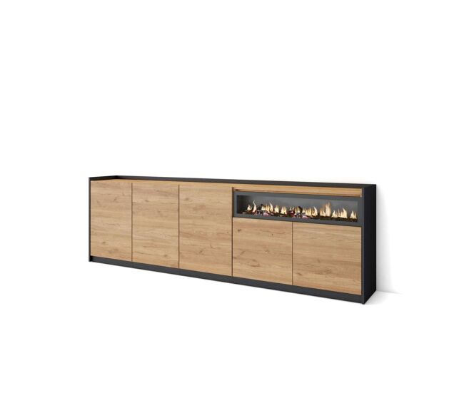 Aparador benadalid-01 con chimenea para salón acogedor