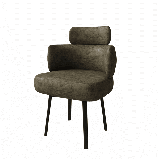 Cadeira de jantar giratória a 360° 56,5 × 54 × 89 cm u2013 estofada em chenille, com braços e encosto curvo u2013 Verde-oliva Cadeira de jantar giratória a 360° 56,5 × 54 × 89 cm u2013 estofada em chenille, com braços e encosto curvo u2013 Verde-oliva