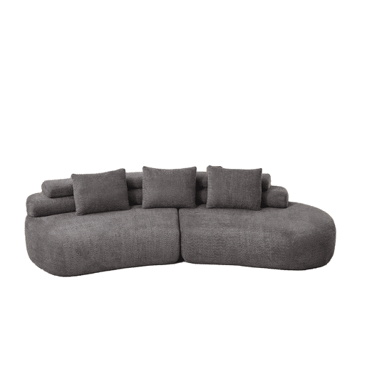 Sofá modular de 2 lugares - Design curvo em chenille em forma de meia-lua, 3 módulos almofadados sem bordas rígidas - Cinza antracite