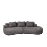 Sofá modular de 2 lugares - Design curvo em chenille em forma de meia-lua, 3 módulos almofadados sem bordas rígidas - Cinza antracite