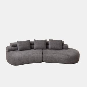 Sofá modular de 2 lugares - Design curvo em chenille em forma de meia-lua, 3 módulos almofadados sem bordas rígidas - Cinza antracite