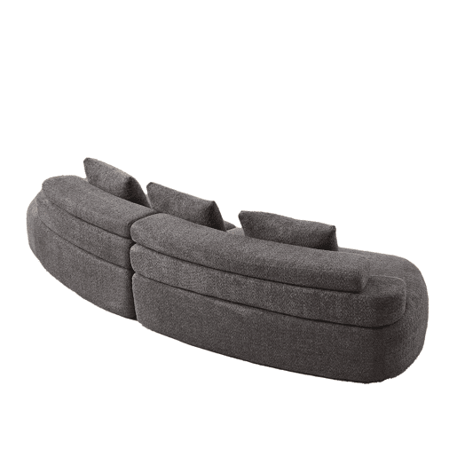 Sofá modular de 2 lugares - Design curvo em chenille em forma de meia-lua, 3 módulos almofadados sem bordas rígidas - Cinza antracite