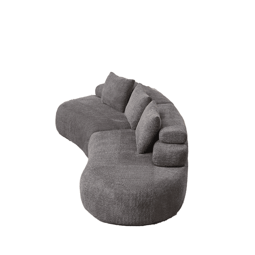 Sofá modular de 2 lugares - Design curvo em chenille em forma de meia-lua, 3 módulos almofadados sem bordas rígidas - Cinza antracite