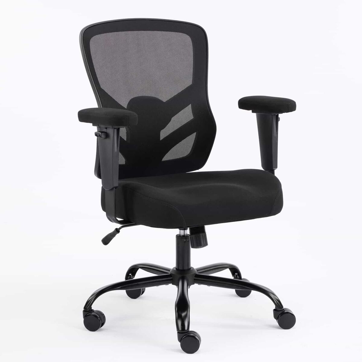silla de oficina - giratoria con ruedas respaldo acolchado y reposabrazos - negro