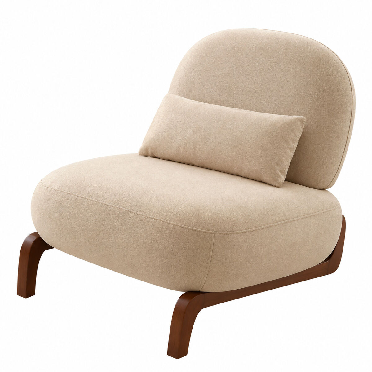 Sillón de acento - cuero sintético, cojín suave y patas de madera maciza - camel