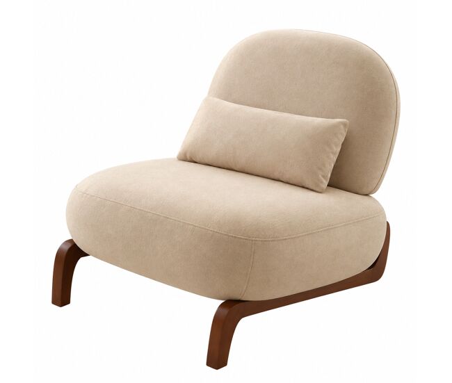 Sillón de acento - cuero sintético, cojín suave y patas de madera maciza - camel