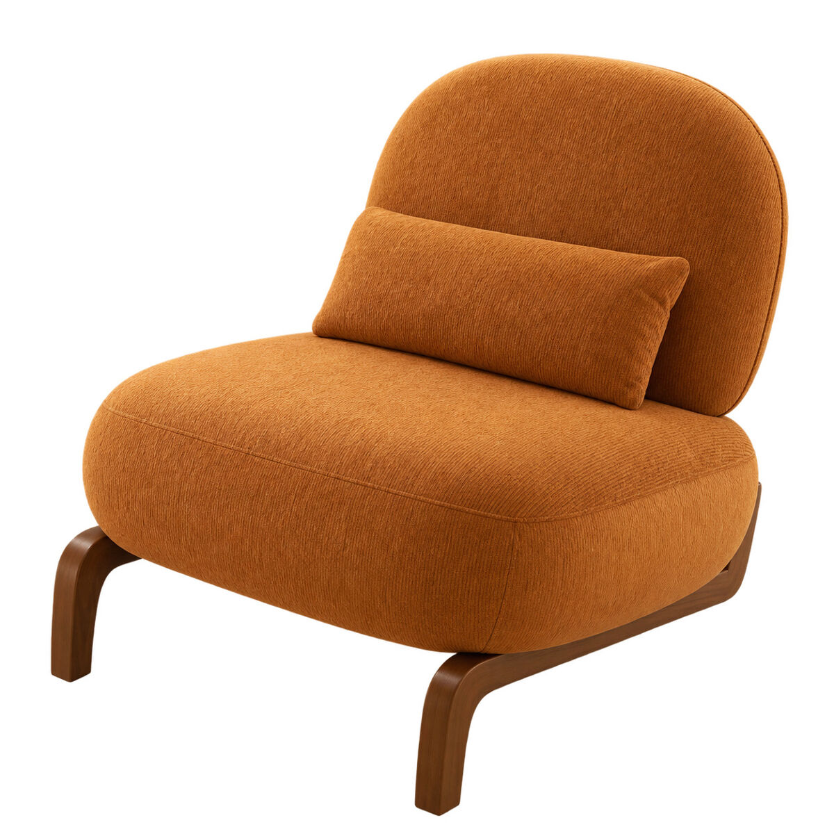 Sillón de acento - cojín suave, patas de madera maciza y diseño sin reposabrazos - caramelo