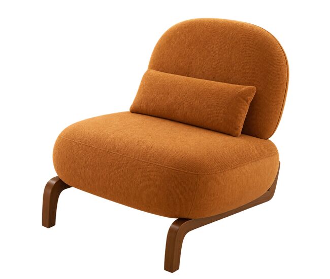 Sillón de acento - cojín suave, patas de madera maciza y diseño sin reposabrazos - caramelo