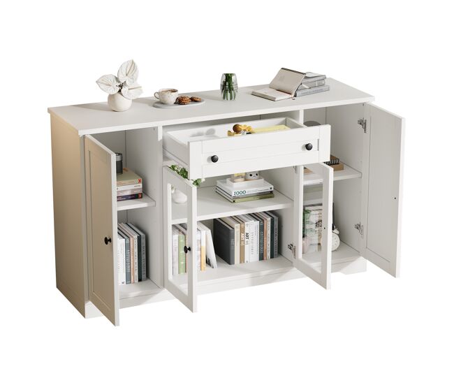 Aparador de mdf con 4 puertas y 1 cajón,blanco