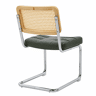 Conjunto de 2 cadeiras de jantar - Couro sintético, pernas cromadas, estilo Mid-Century - Verde