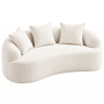 Sofá modular curvo de 2 lugares u2013 design contemporâneo e compacto com 3 almofadas decorativas u2013 Branco sujo
