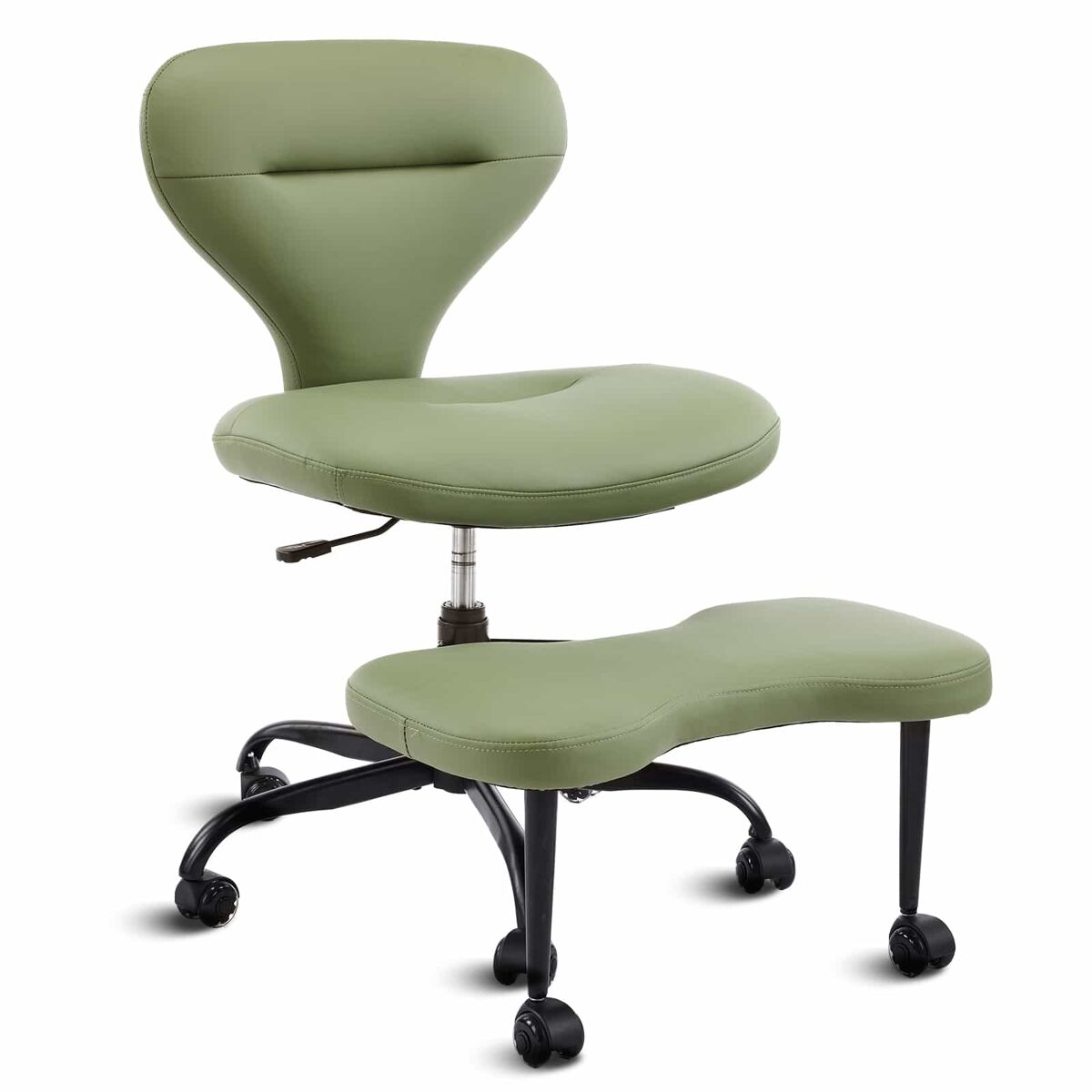 Silla de meditación - ruedas silenciosas, respaldo ancho y bolsillos de almacenamiento - verde