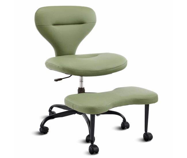 Silla de meditación - ruedas silenciosas, respaldo ancho y bolsillos de almacenamiento - verde