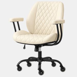 Cadeira de escritório u2013 encosto ergonómico, giratória e com rodas u2013 Creme