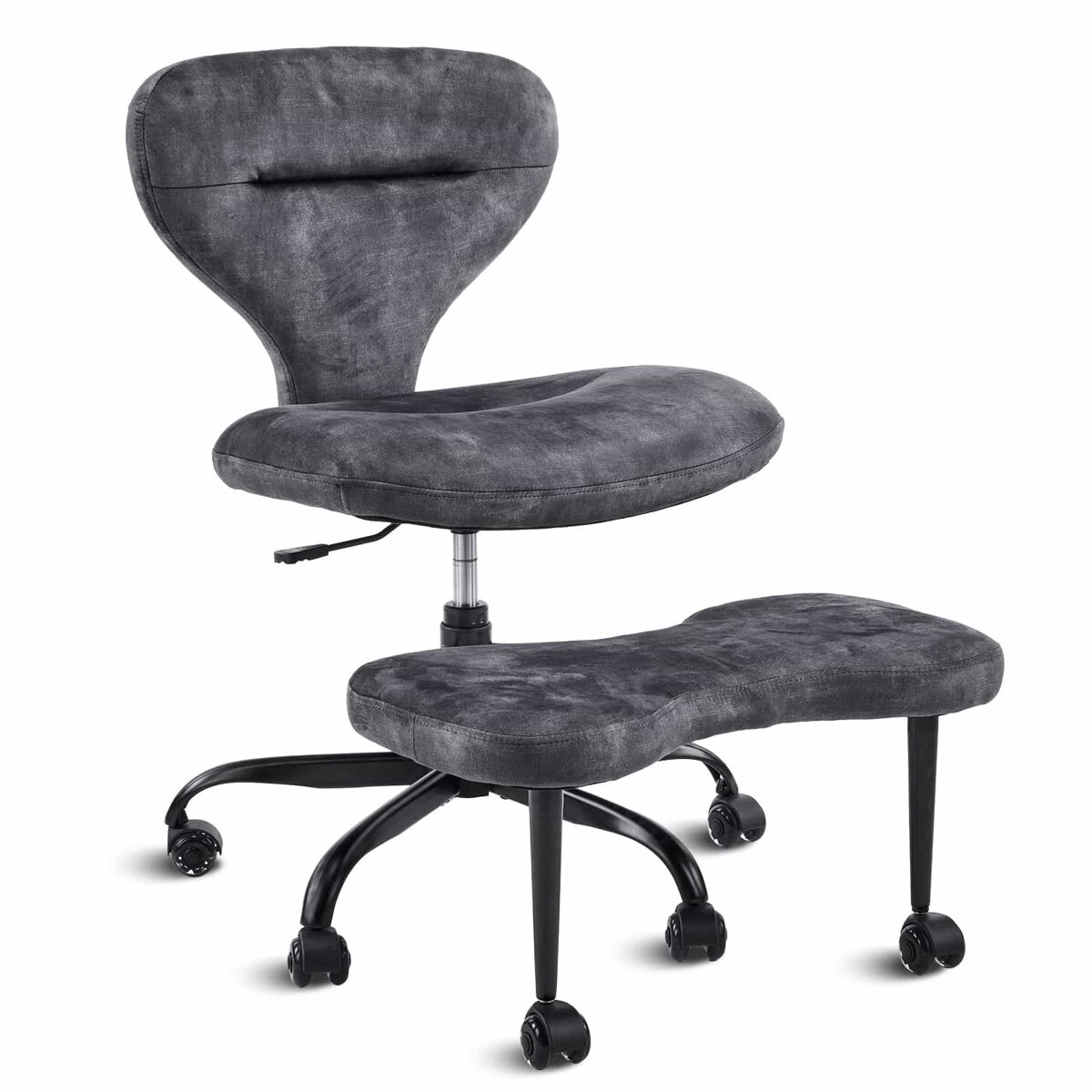 Silla de meditación – ruedas silenciosas, respaldo ancho y bolsillos de almacenamiento – gris
