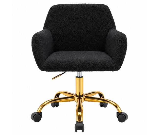 Silla de oficina - piel sintética suave, giratoria y ajustable en altura - negro