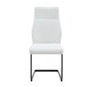 Conjunto mesa e cadeiras jantar 3 peças - Mesa redonda vidro Ø85 cm com 2 cadeiras PU brancas de encosto alto e capitonê losango - Elegante