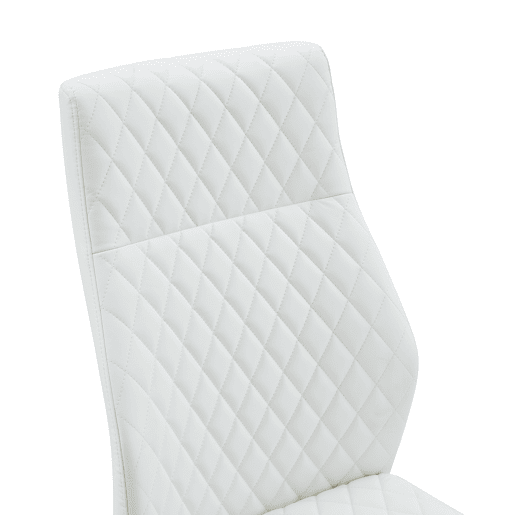 Conjunto mesa e cadeiras jantar Ø85 cm - Mesa redonda de vidro temperado com estrutura dourada e 2 cadeiras modernas PU com encosto acolchoado em losangos - Branco, dourado e transparente Conjunto mesa e cadeiras jantar Ø85 cm - Mesa redonda de vidro temperado com estrutura dourada e 2 cadeiras modernas PU com encosto acolchoado em losangos - Branco, dourado e transparente