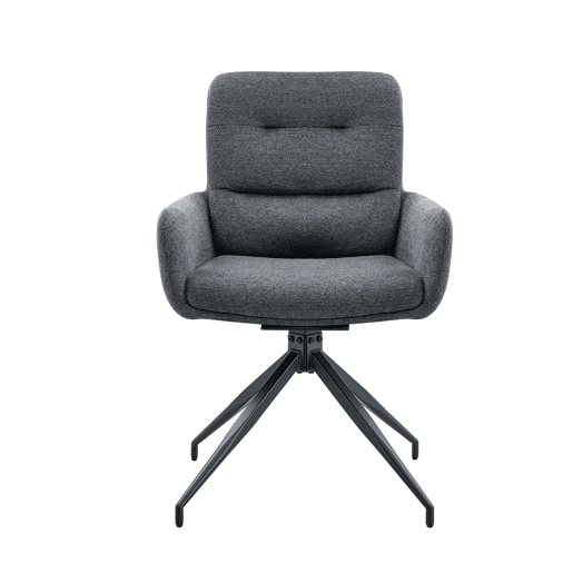 Conjunto de mesa e cadeiras jantar 3 peças - Mesa redonda de vidro temperado e 2 cadeiras giratórias 360° em tecido - Preto e cinza Conjunto de mesa e cadeiras jantar 3 peças - Mesa redonda de vidro temperado e 2 cadeiras giratórias 360° em tecido - Preto e cinza